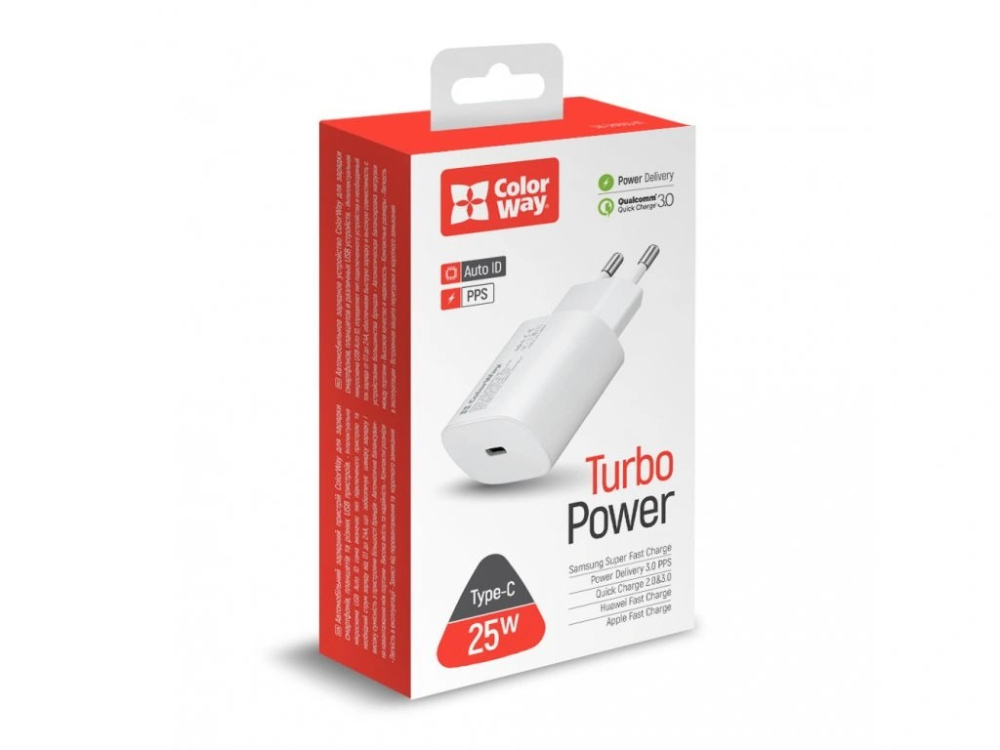 ColorWay AC nab�ja�ka  Power Delivery port PPS USB Type-C 25W, biela, (CW-CHS033PD-WT)