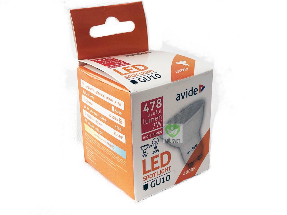 LED žiarovka Avide LED Spot 7W GU10 NW 110° Alu+Plastic (478lm)