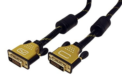 Kábel DVI-D(M) - DVI-D(M), dual link, s ferity, 2m, zlacené konektory