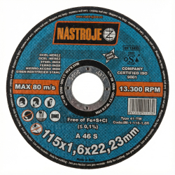 N�STROJE CZ � rezn� kot�� na oce� a nerez 115 � 1,6 � 22,23