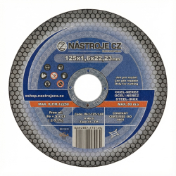 N�STROJE CZ � rezn� kot�� na oce� a nerez 125 � 1,6 � 22,23