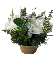 Nhrobn ikebana biela pivnia a eukalyptus v miske