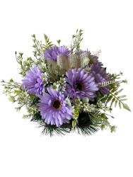 Nhrobn ikebana fialov gerbera v miske