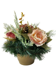 Nhrobn ikebana z rue a orchidey  jesenn smton dekorcia na hrob