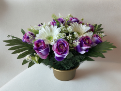 Nhrobn ikebana  rua a gerbera v zaaenej miske