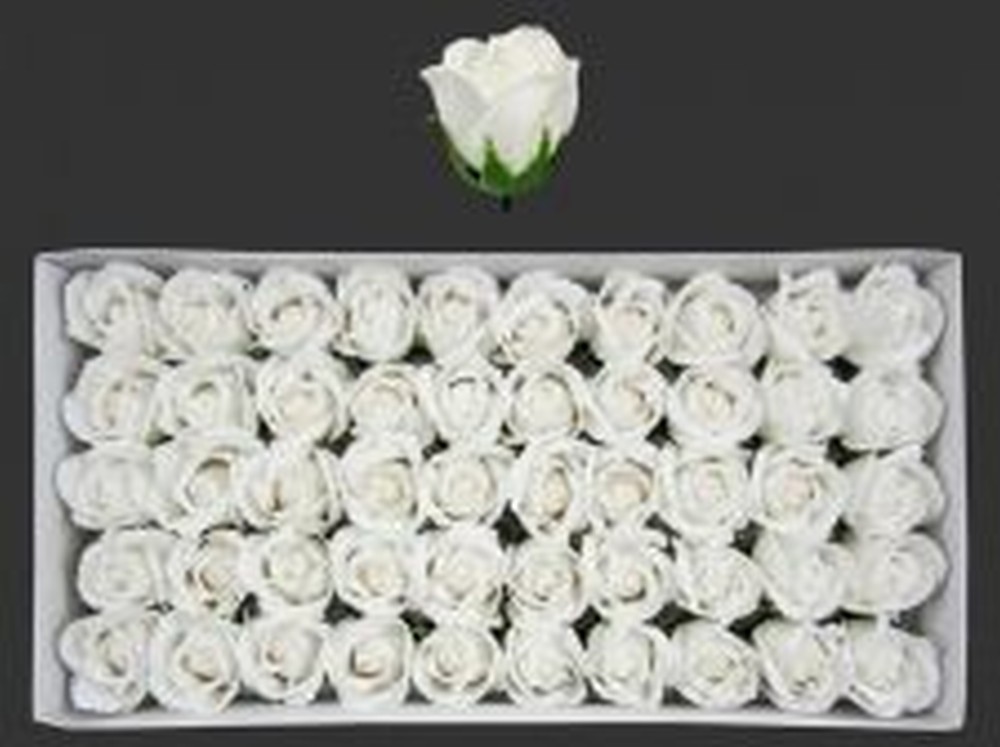 Ruže z mydla, kytica, biela, 6cm 50ks