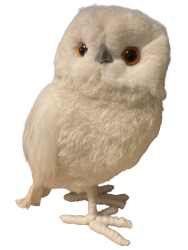 Vianon sova z peria 25 cm stojaca  dekoratvna zimn ozdoba