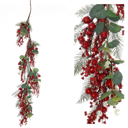 Zves einka s eukalyptom, ervenmi pkami a bobukami 100 cm  vianon zvesn dekorcia