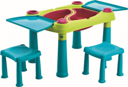 Detsk stolk Keter Creative Play Table s dvoma stolikami tyrkysov / zelen