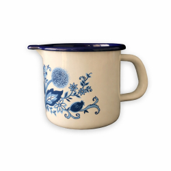 Metalac smaltovan� hrn�ek 8 cm / 0,37 l s v�levkou � Biely Cibul�k