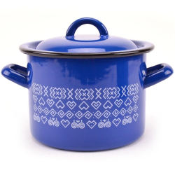 Smaltovan hrniec s pokrievkou 25 cm / 10 l  vzor imany