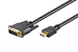 Kábel DVI-D(M) - HDMI M , 3m, s ferity, zlacené konektory