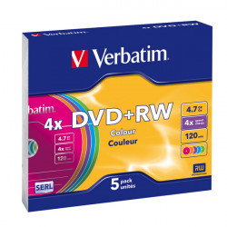 Médium Verbatim DVD+RW 4,7GB 4x COLOR slim 5pck/BAL