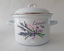 Metalac hrniec smaltovan + pokrievka 16 cm / 2 l levandua