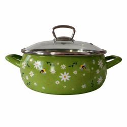 Metalac kastr�l smaltovan� + pokrievka 22 cm / 4,5 l V�ielka