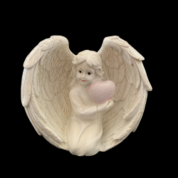 Náhrobná dekorácia anjel s veľkými krídlami a ružovým srdcom