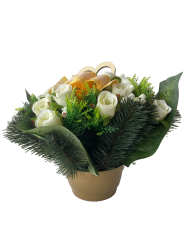 Nhrobn ikebana biele rue s maou, srdcom a  listami