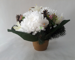 Nhrobn ikebana chryzantma biela, klia v miske zaaenej