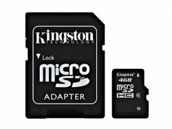 Pamov karta Kingston microSDHC Class 4 4GB + adaptr