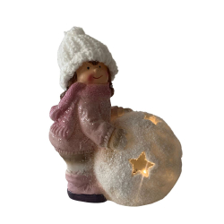 Postavička dievčatko s guľou LED 15 cm