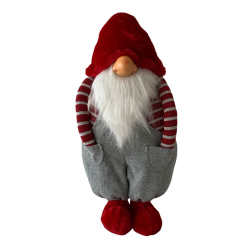 Vianočný trpaslík červený s čiapkou cez oči 50 cm