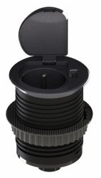 Zásuvka Solight PP122 vestavná s víčkem, 1,5m, 3x 1mm2, USB 2100mA, stříbrná