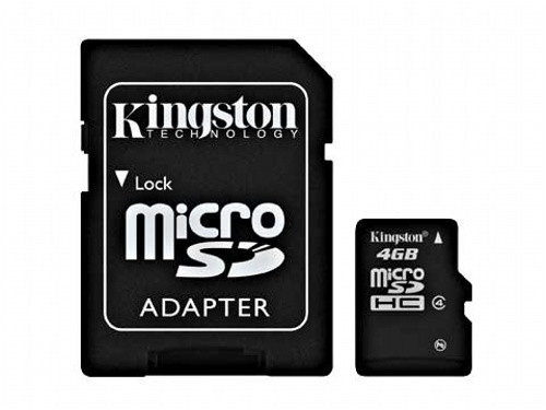 Pamäťová karta Kingston microSDHC Class 4 4GB + adaptér